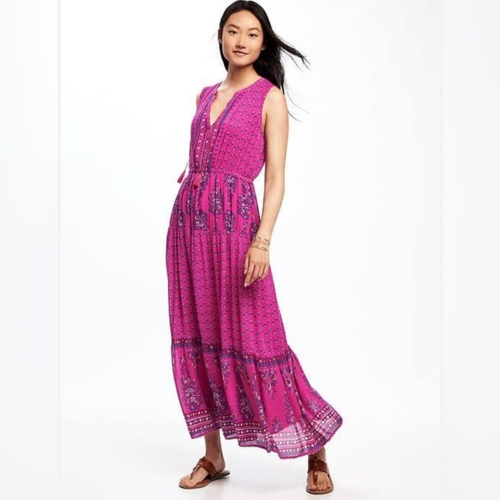 Old Navy Pink Tiered Maxi Sundress